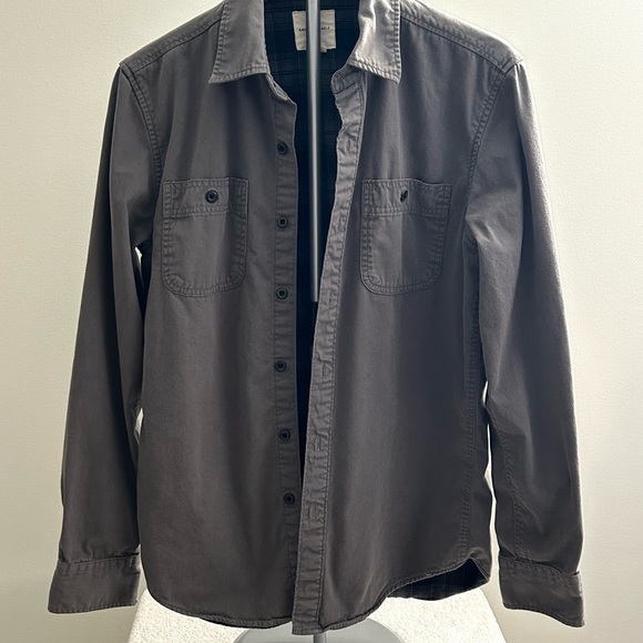 American Eagle Y2K Flannel Lined Canvas Shirt Button Up S\P\CH Gender Neutral - Picture 3 of 11